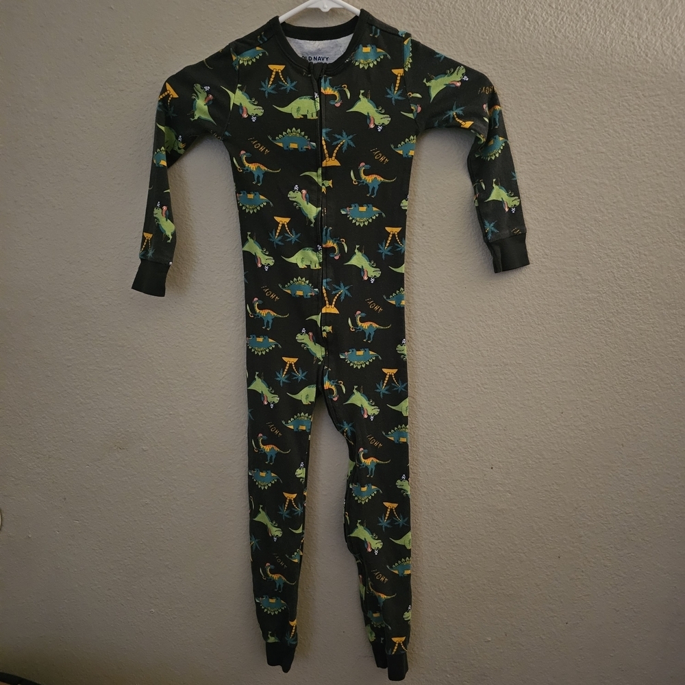 Old Navy Kids Footie Pajama with Dinosaur Print - Black, Green, Orange